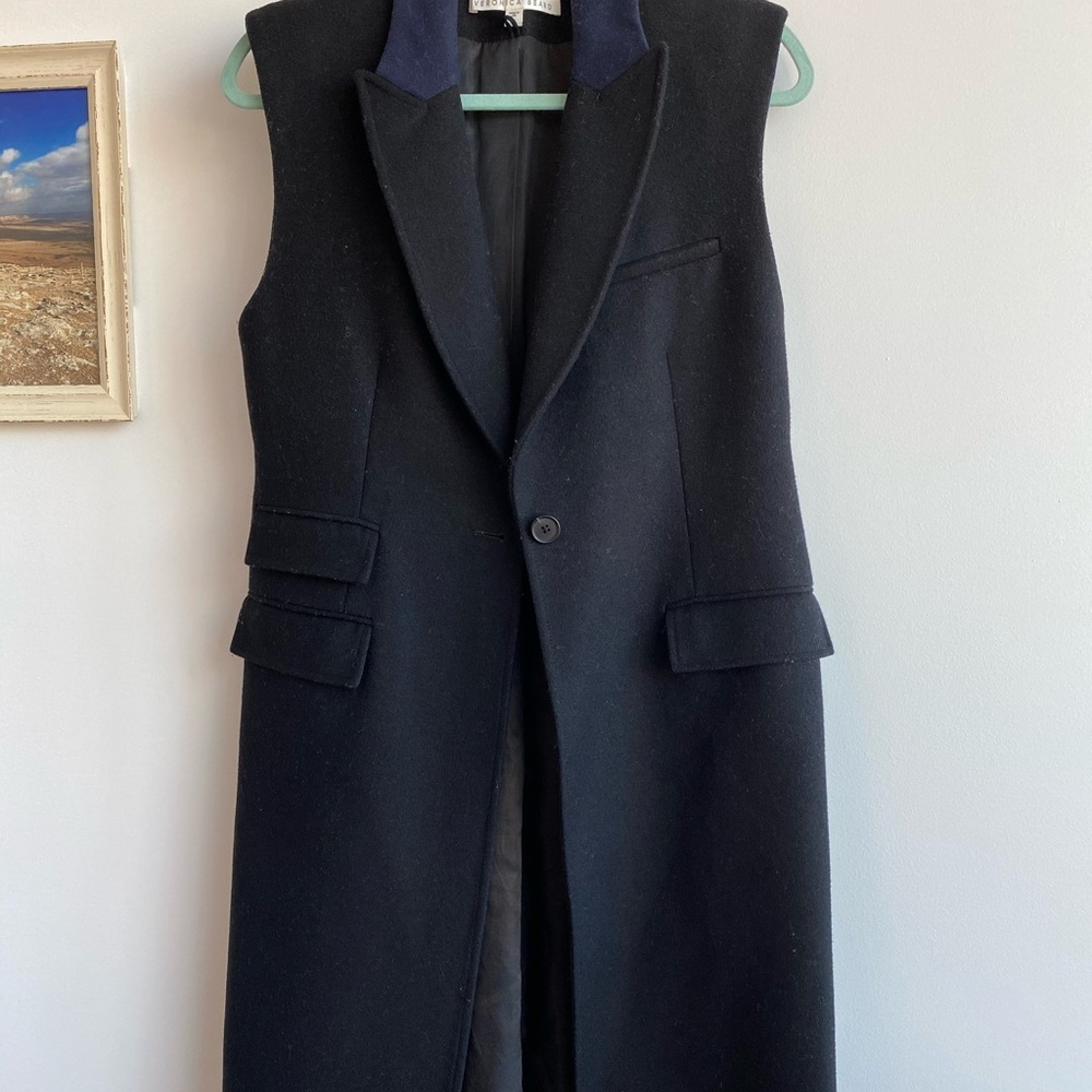 Veronica Beard Wool Longline Peacoat Vest